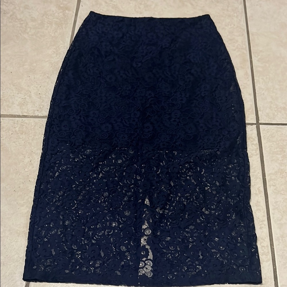 BCBGeneration Blue Embellished Midi Pencil Skirt